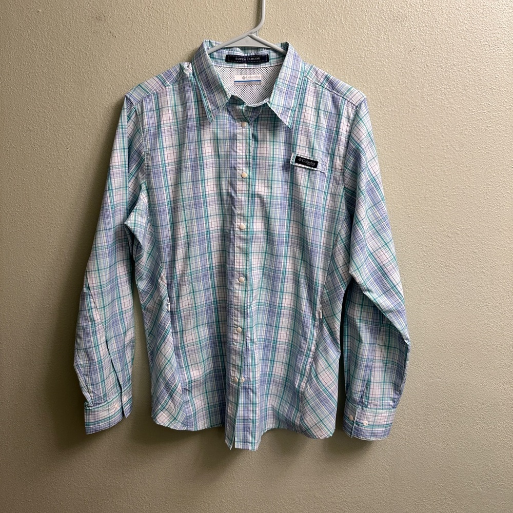 Columbia Women’s PFG Button Down Shirt Size Large Plaid - Picture 10 of 11